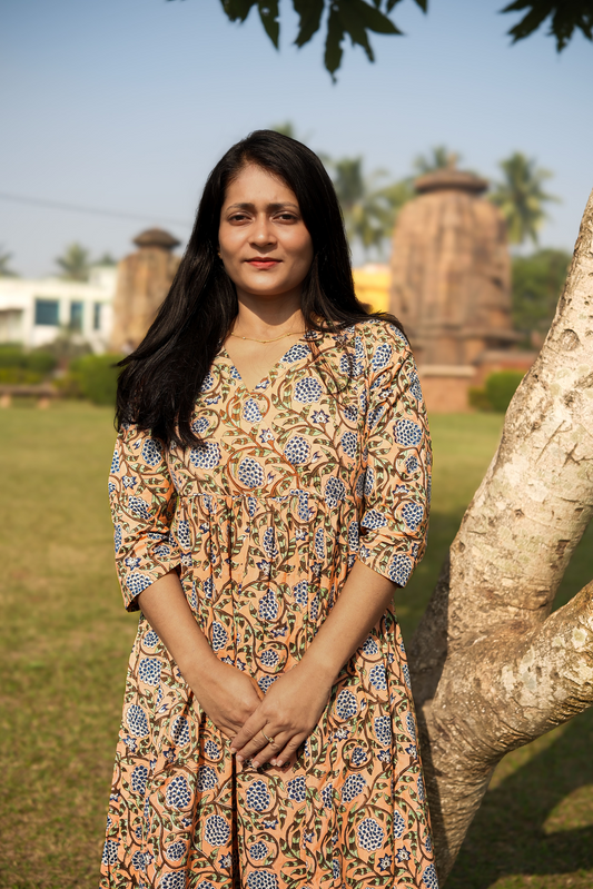 Peachy Bloom Kurta Set