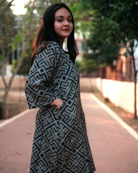 Monochrome Maze Short Dress