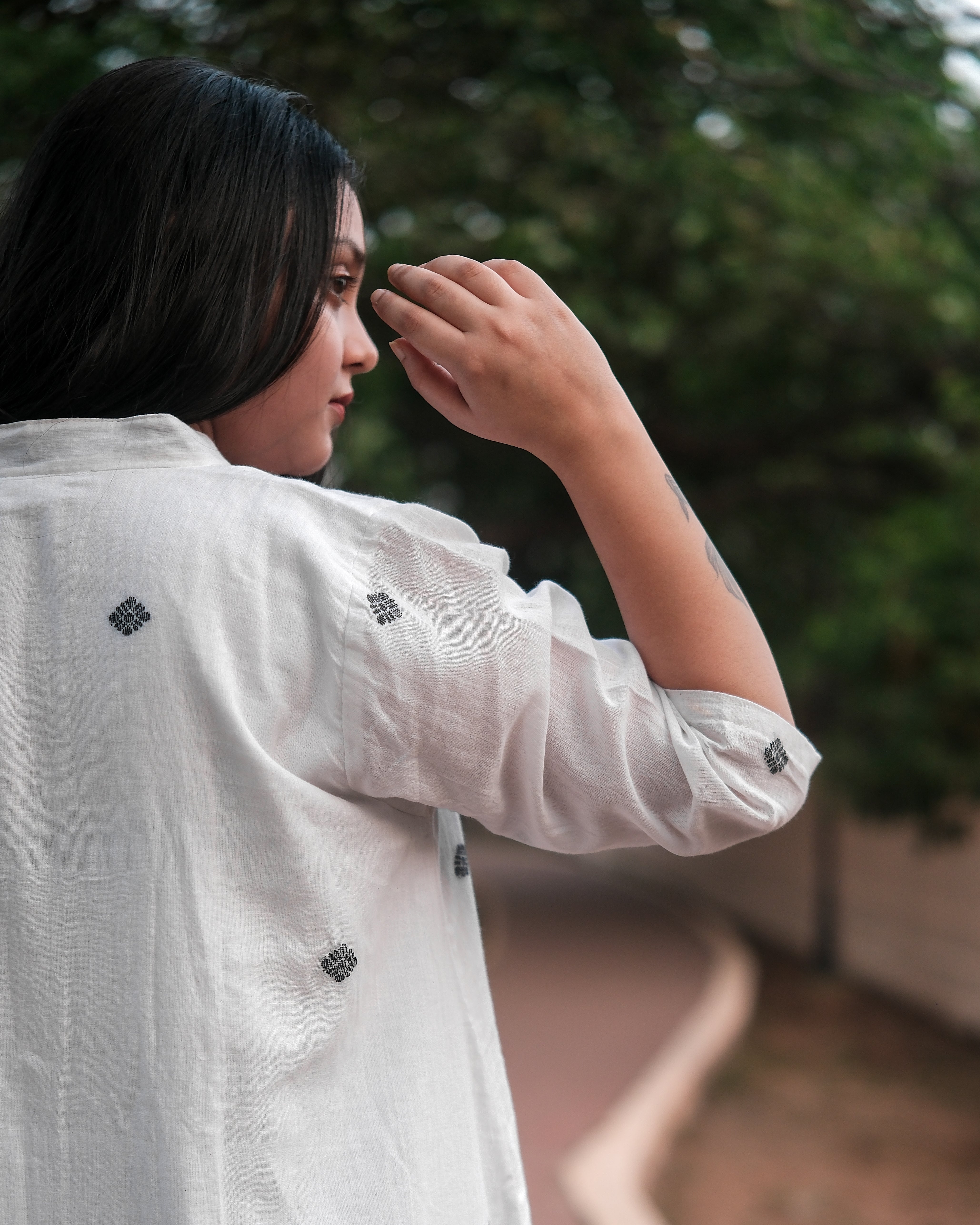 Anti-Fit Jamdani White Dress