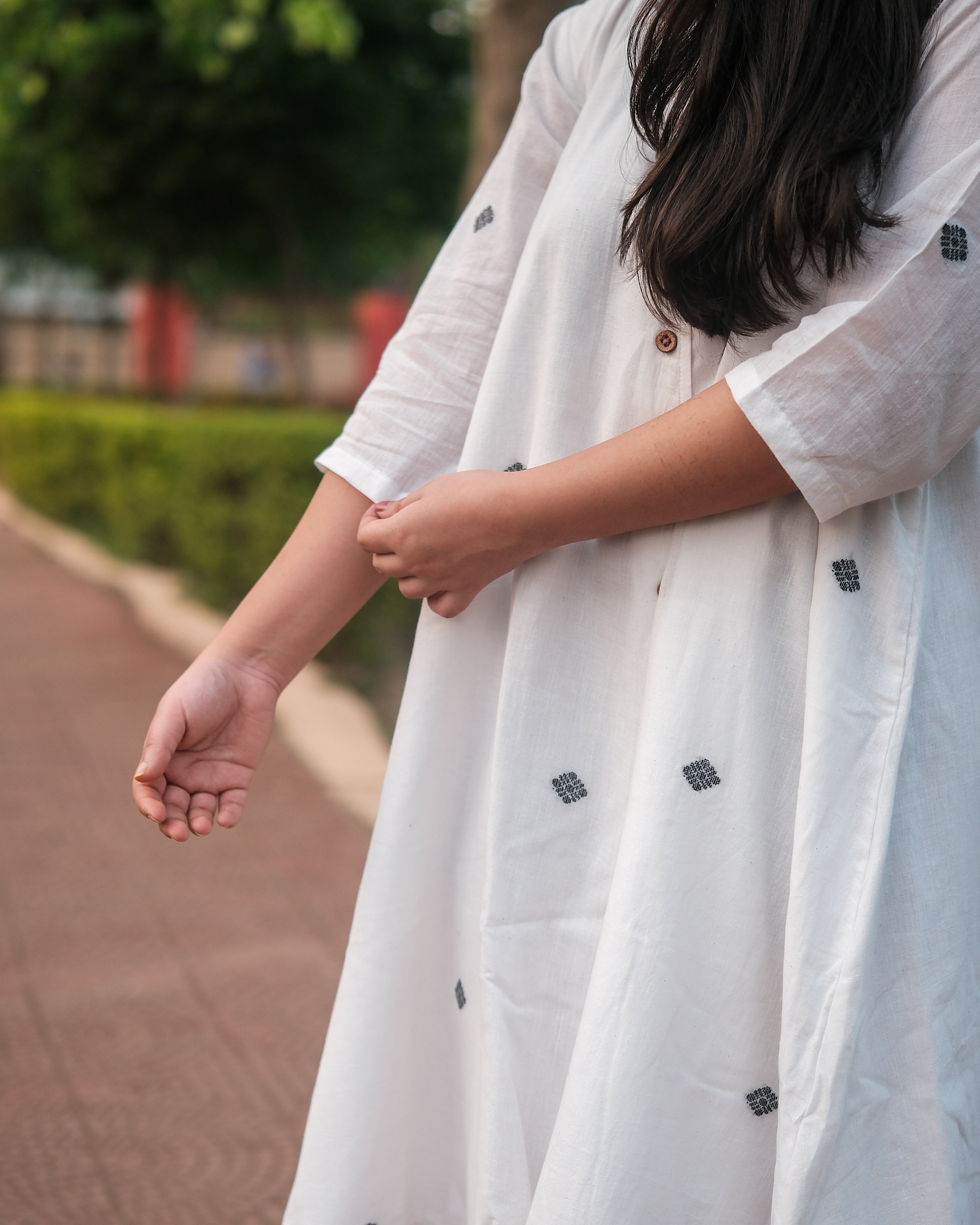 Anti-Fit Jamdani White Dress