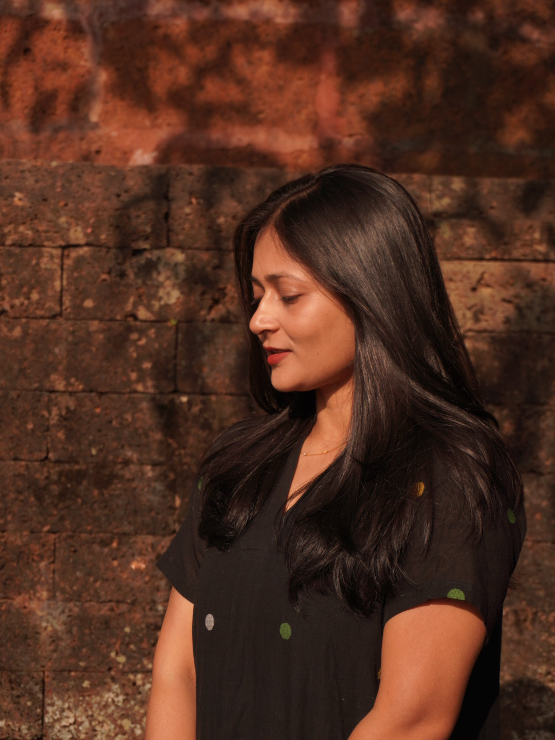 Raat Ki Rangoli Black Jamdani Half Sleev Cotton Dress