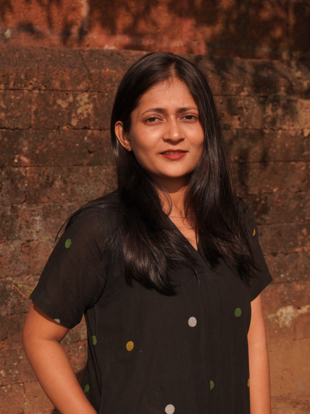 Raat Ki Rangoli Black Jamdani Half Sleev Cotton Dress