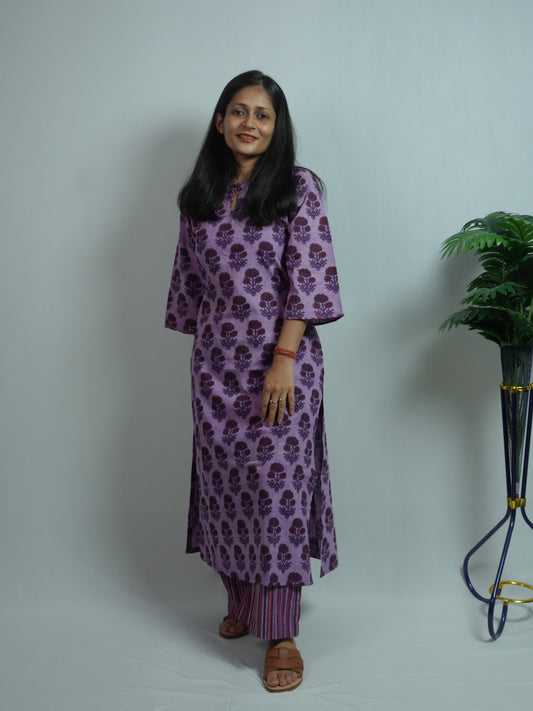 Lavender Bloom Kurta Set
