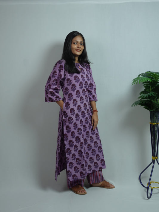 Lavender Bloom Kurta Set