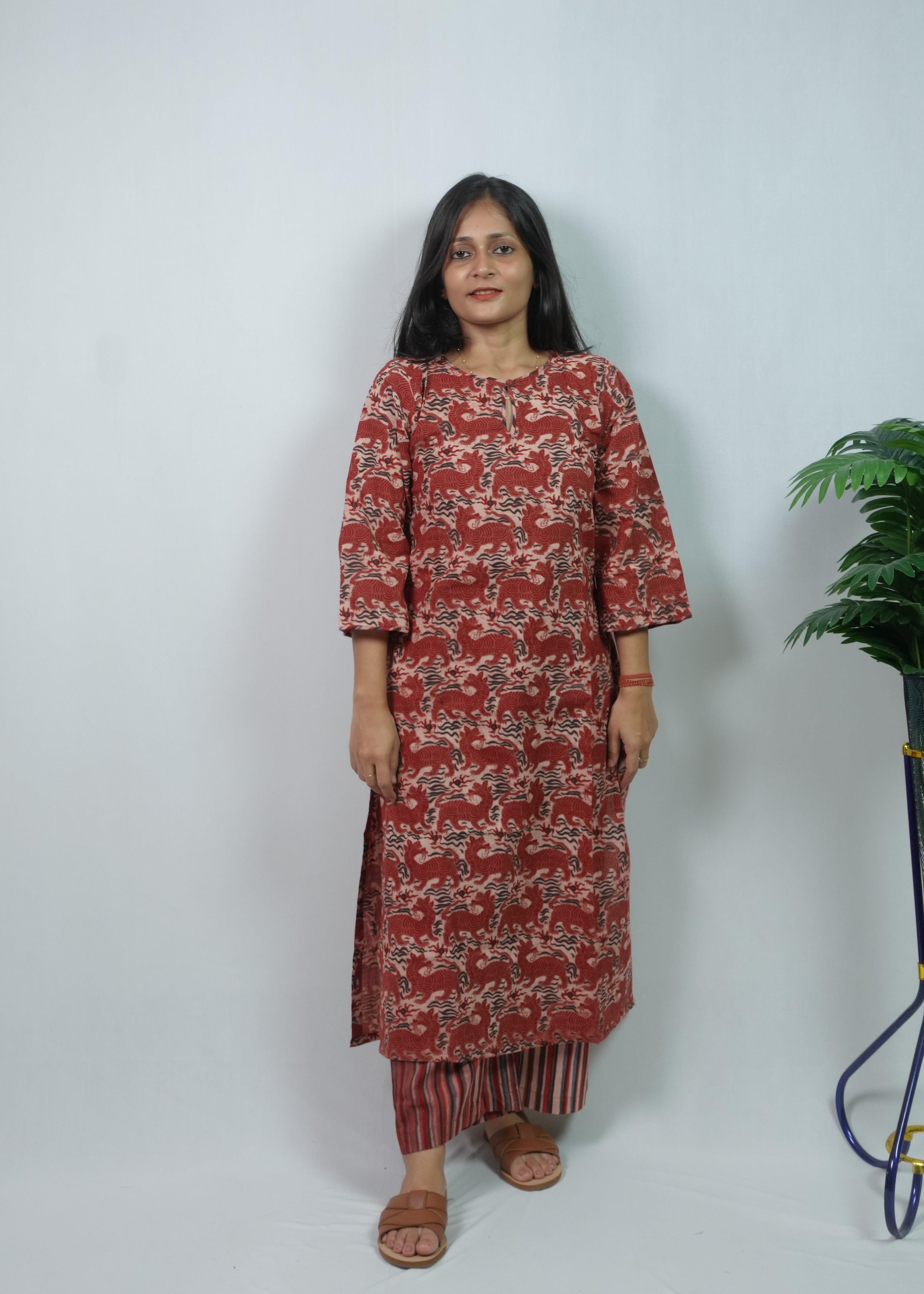 Paakhi Handmade Block Printed Ajrakh Kurta Set