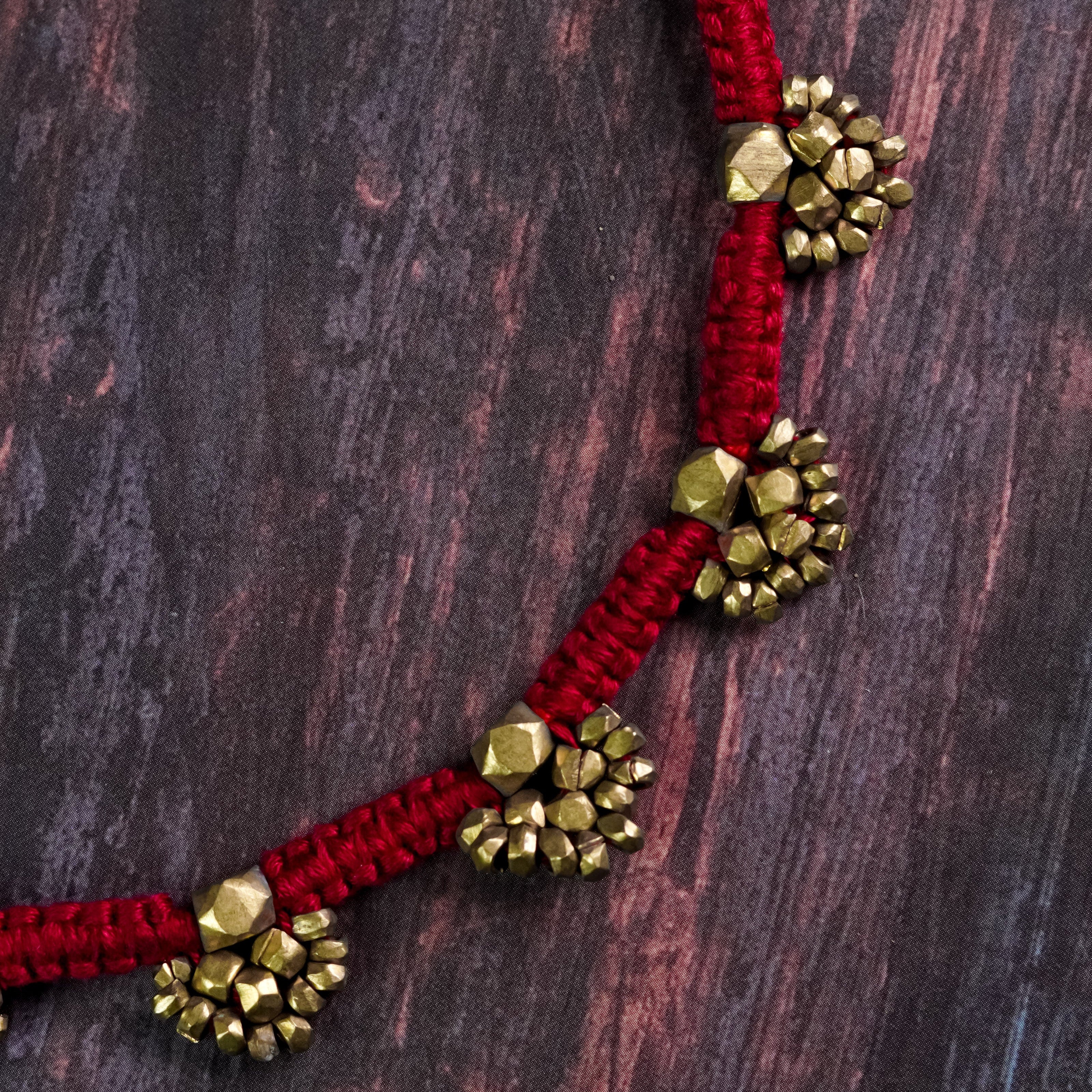 Red Dhokra & Brass Neckpiece