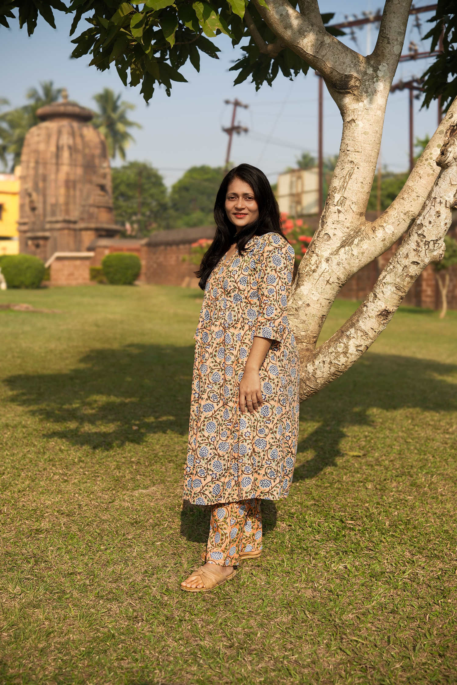 Peachy Bloom Baani Kurta Set