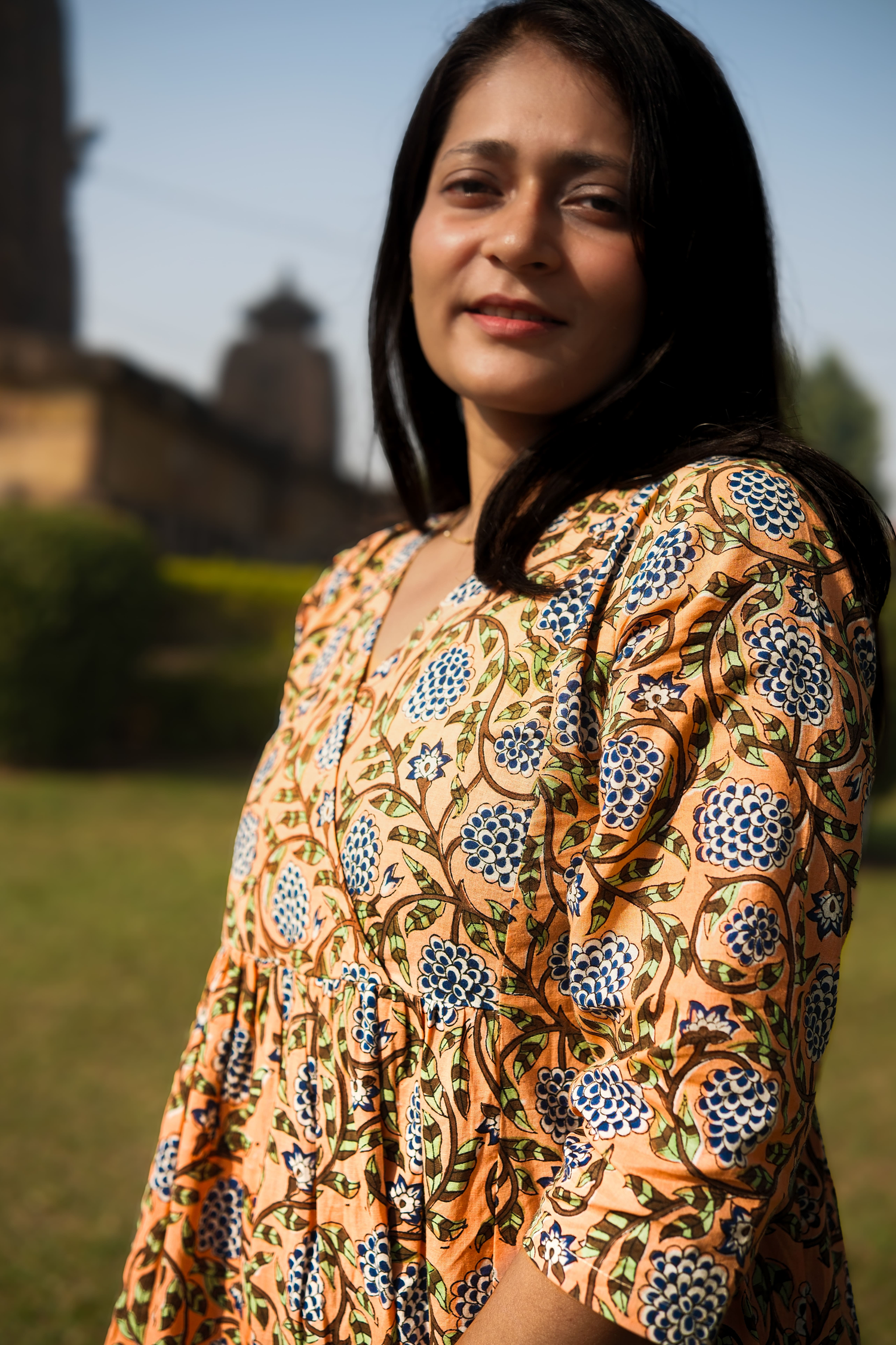 Peachy Bloom Baani Kurta Set