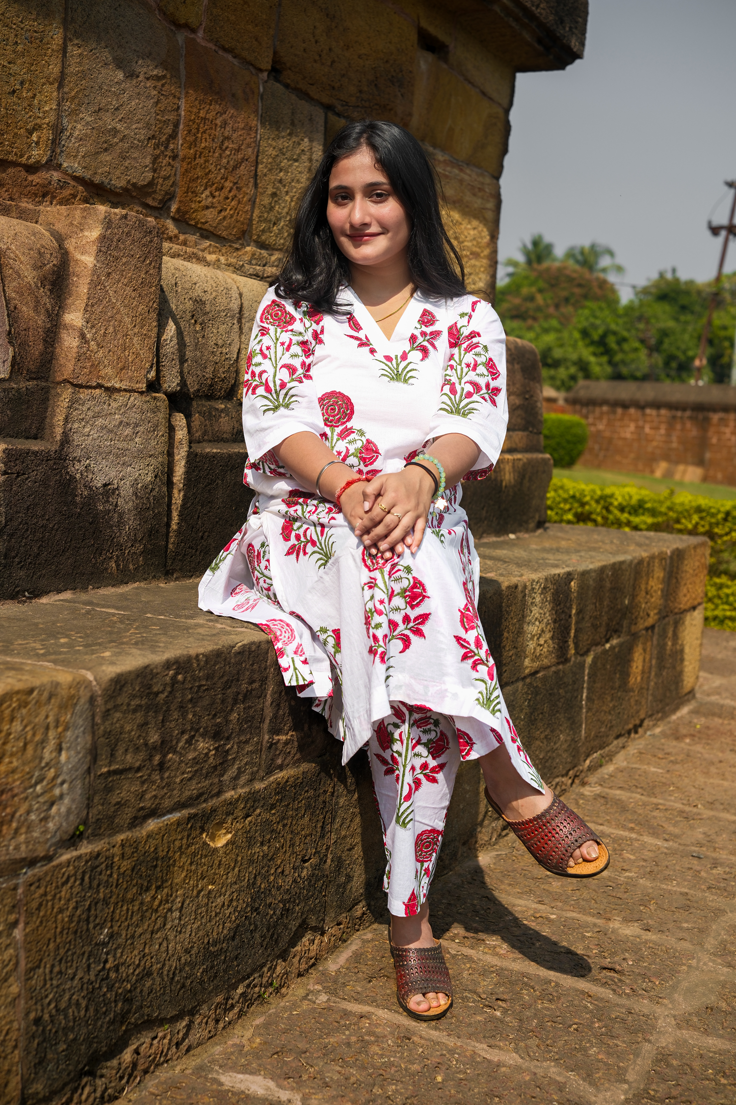 Gulabo Baani White and Red Floral Co-ord Set