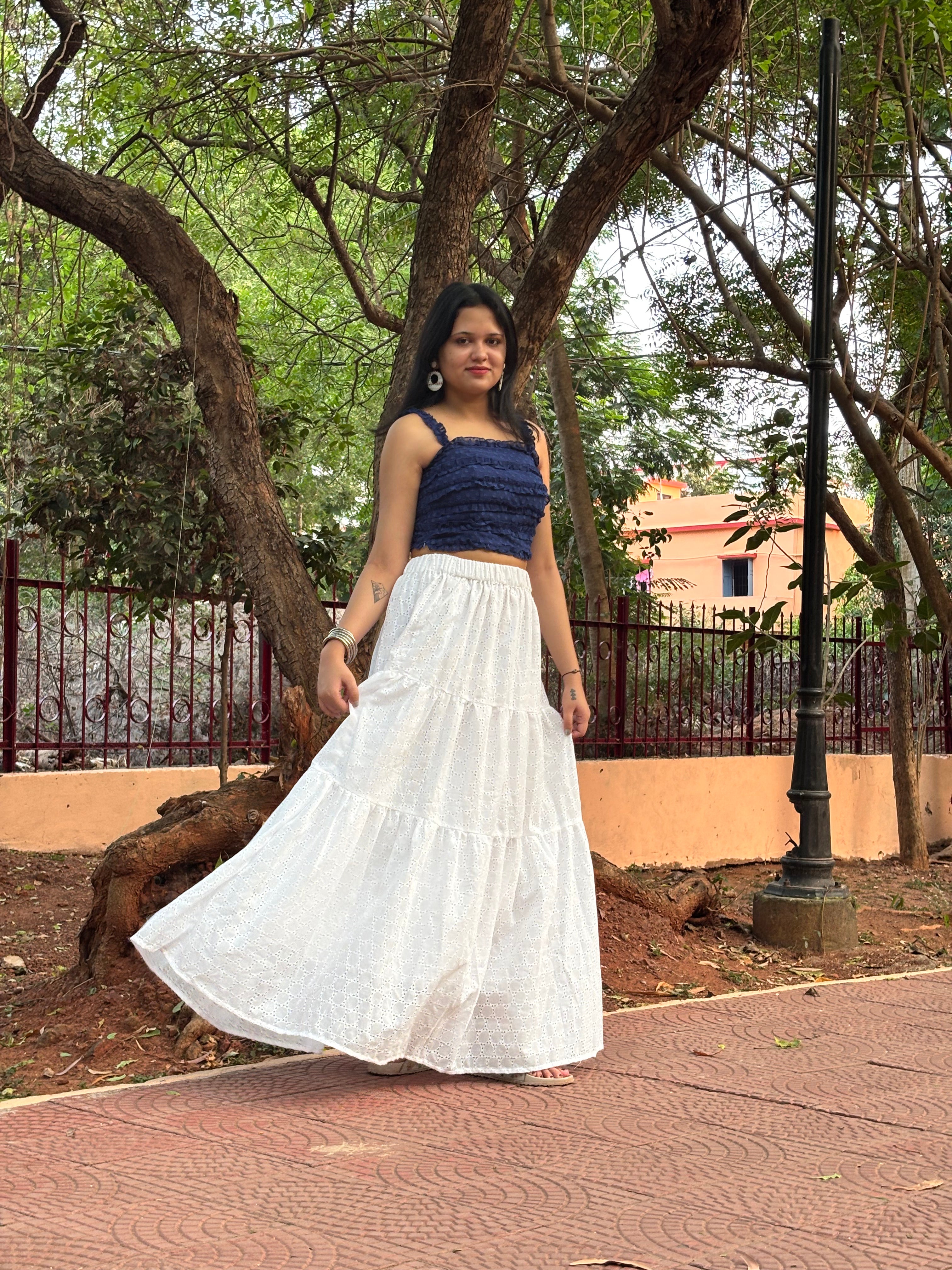 White Chandrika Tiered Skirt